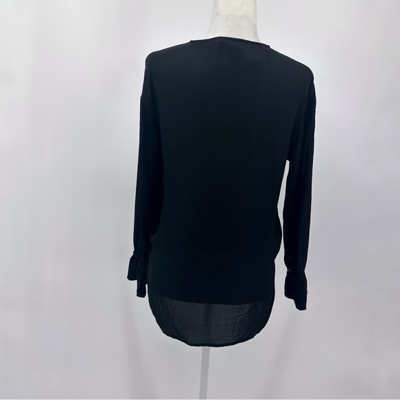 THEORY ALRIK E DOUBLE GEORGETTE SILK BLOUSE TOP - Black - Size P/XS - Picture 3 of 13